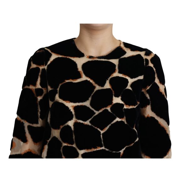 Dolce & Gabbana Black Giraffe Print Shift Mini Dress - Picture 3 of 4